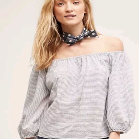 Maeve by Anthropologie Stripe Off-the-Shoulder Top - Picture 1 of 3